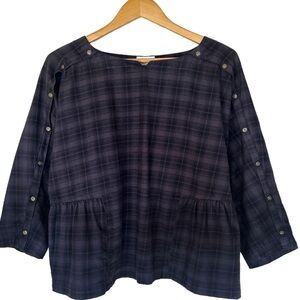 WRAP London Purple Check Plaid Brushed Cotton Top Size 10